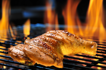 Fire Safety - Chicken on the grill with flames